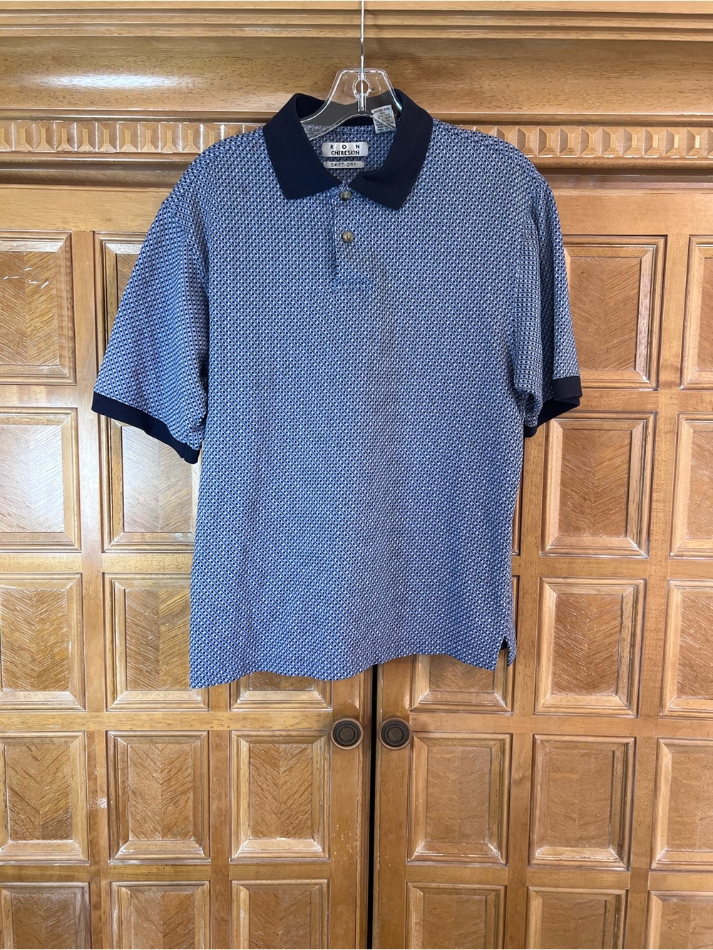 Ron Chereskin Swift-Dry Polo Men’s Small Blue Geometric Print Performance Golf
